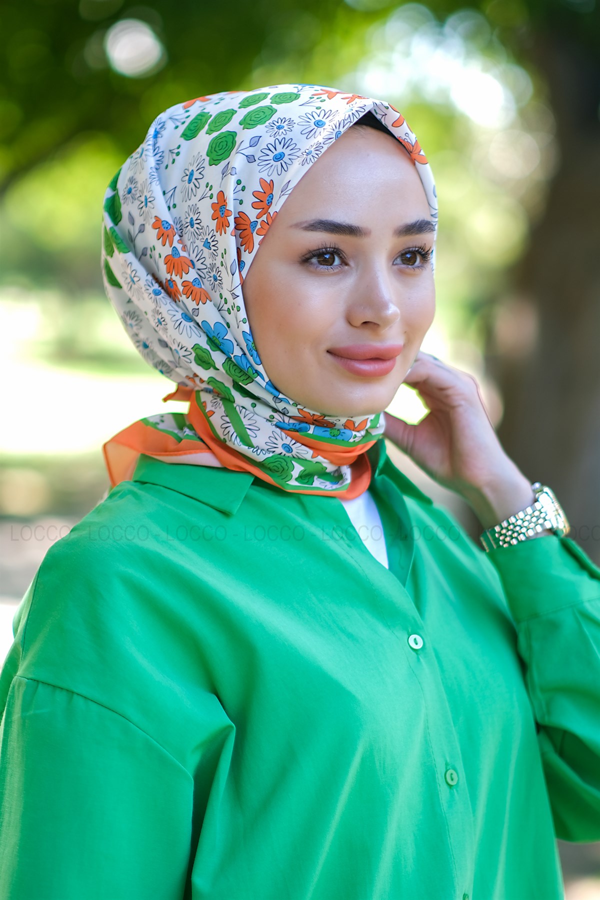Uygun Fiyatlı GUL DESEN TWIL ESARP TURUNCU | Loccomoda.com 