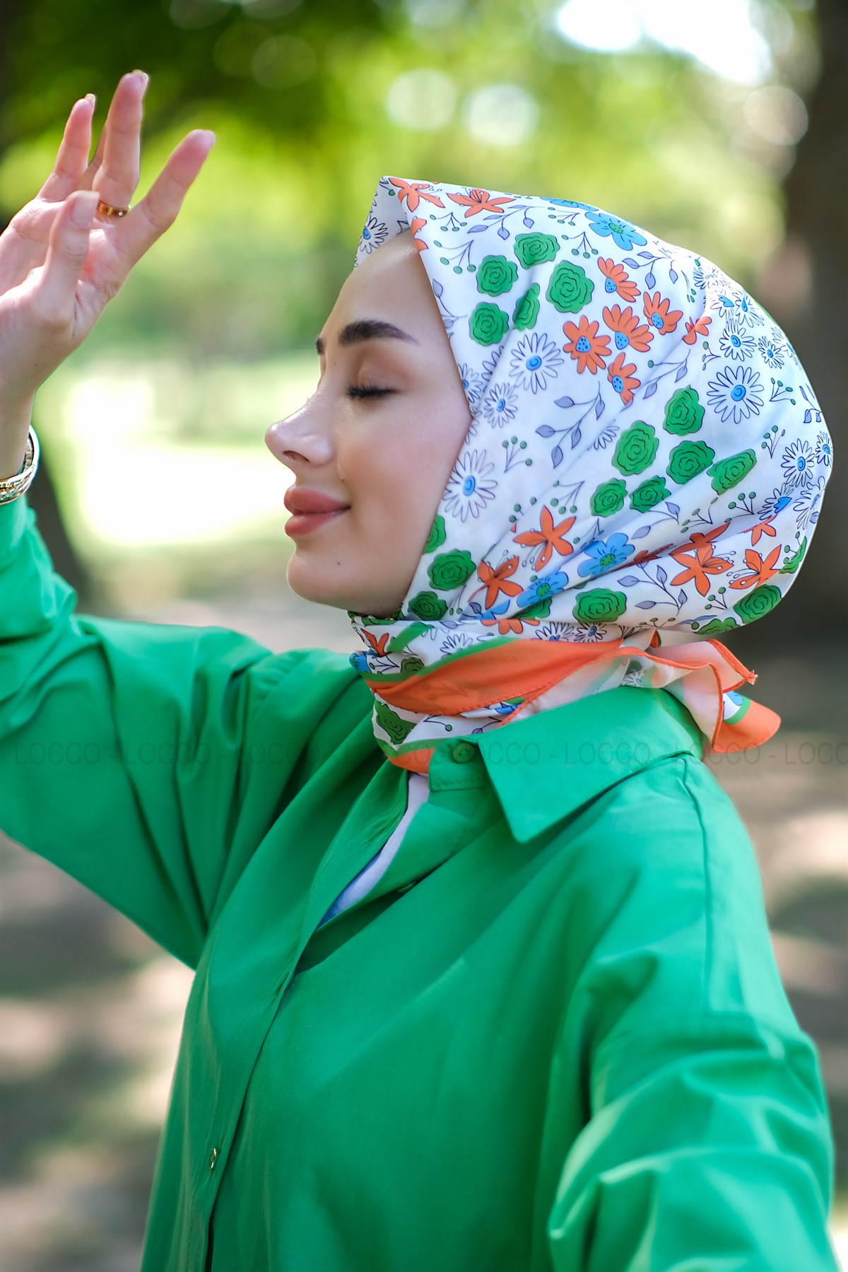 Uygun Fiyatlı GUL DESEN TWIL ESARP TURUNCU | Loccomoda.com 