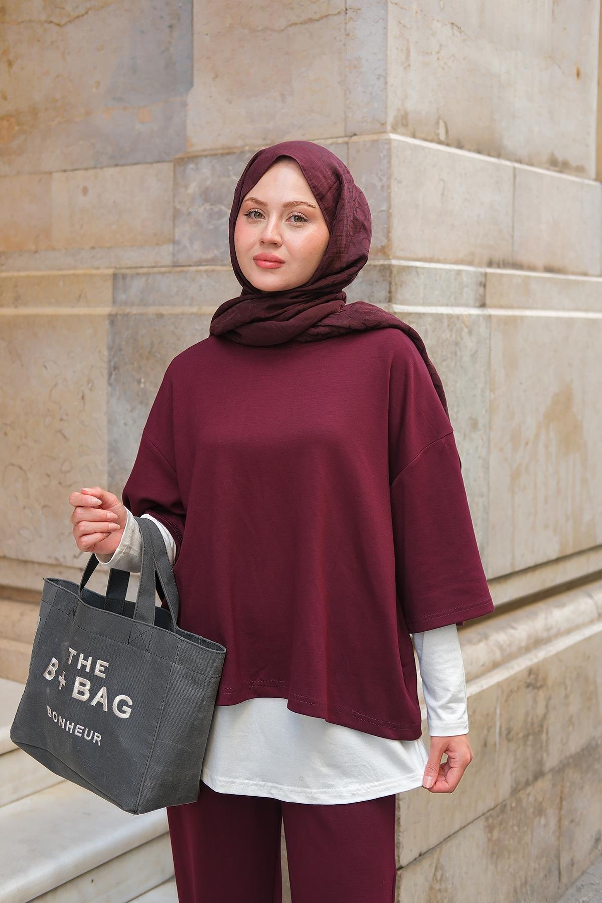 İç Badili Üçlü Takım Bordo