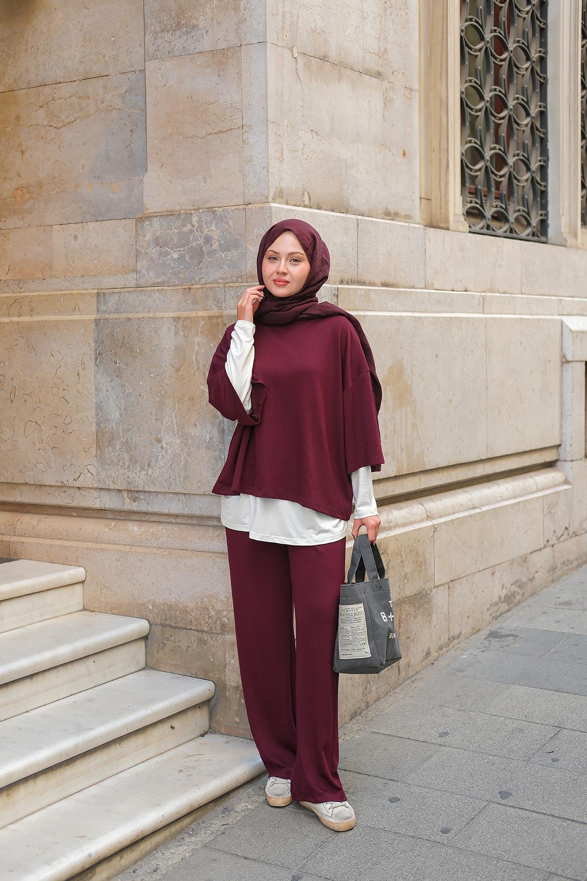 İç Badili Üçlü Takım Bordo