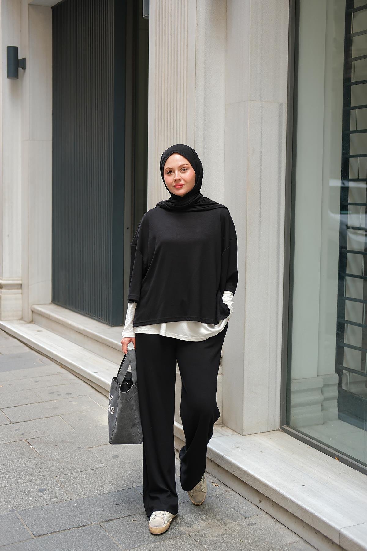 İç Badili Üçlü Takım Siyah