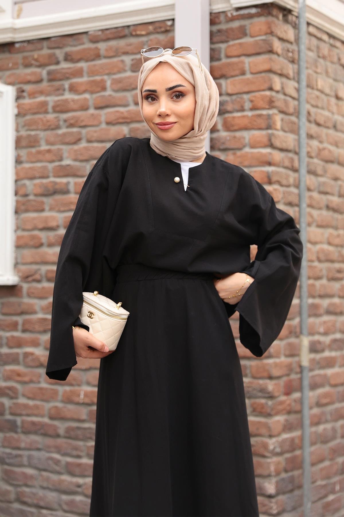 İnci Detaylı Takım  Siyah
