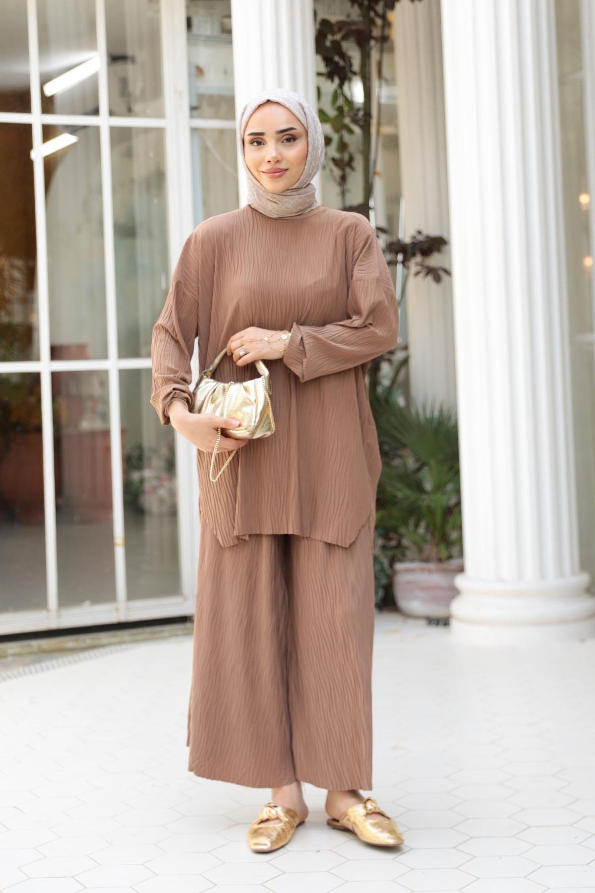 Kabarık Kumaş Takım Vizon