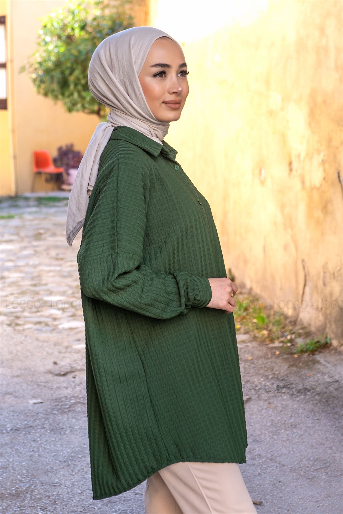 Uygun Fiyatlı KABARTMA DESEN GOMLEK YESIL | Loccomoda.com 