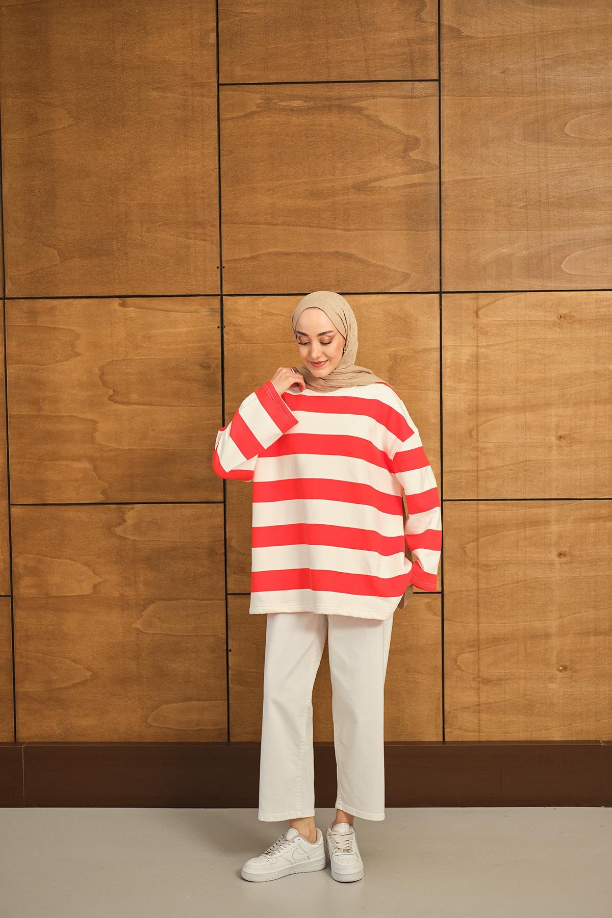 Kalın Çizgili Sweat Turuncu