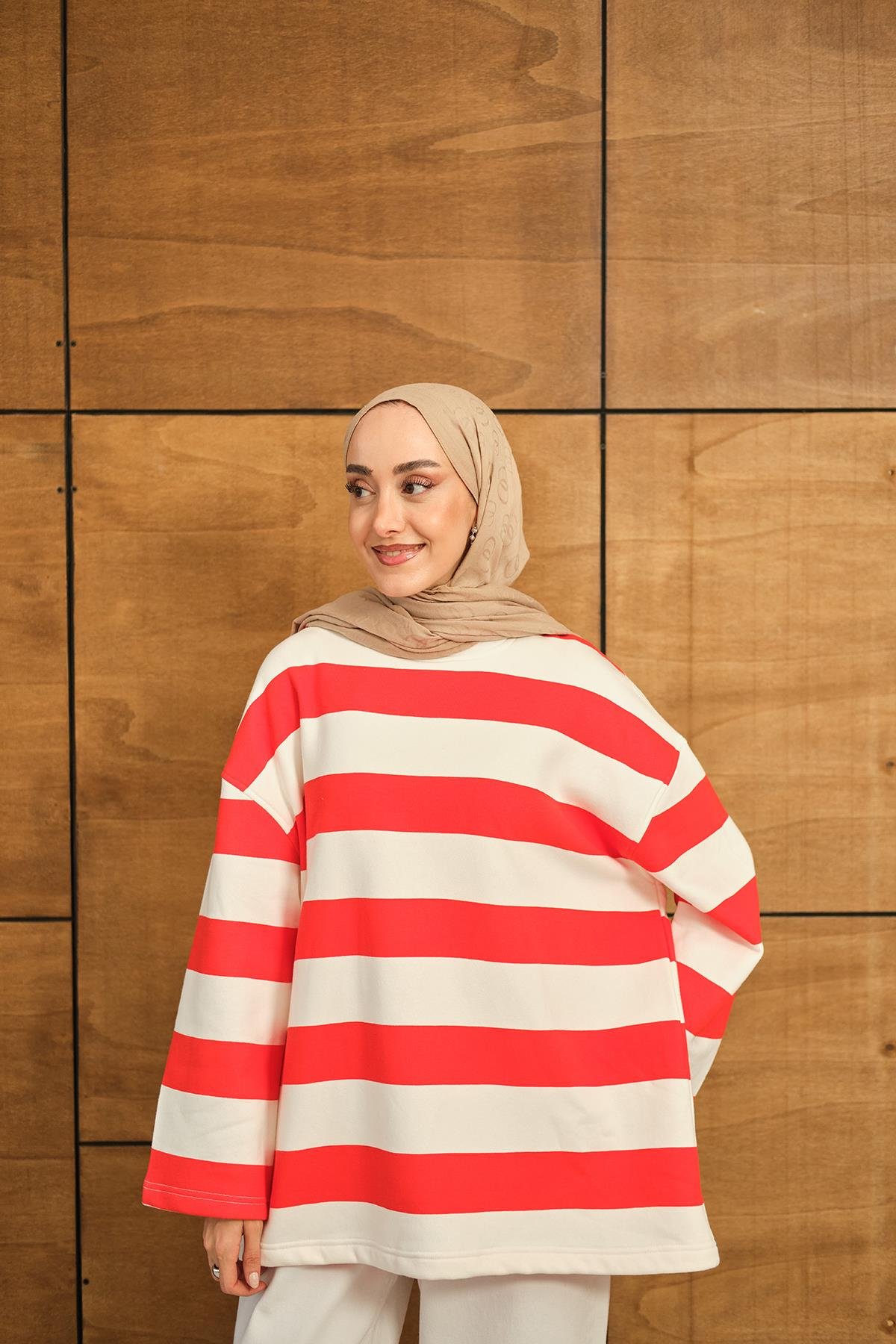 Kalın Çizgili Sweat Turuncu