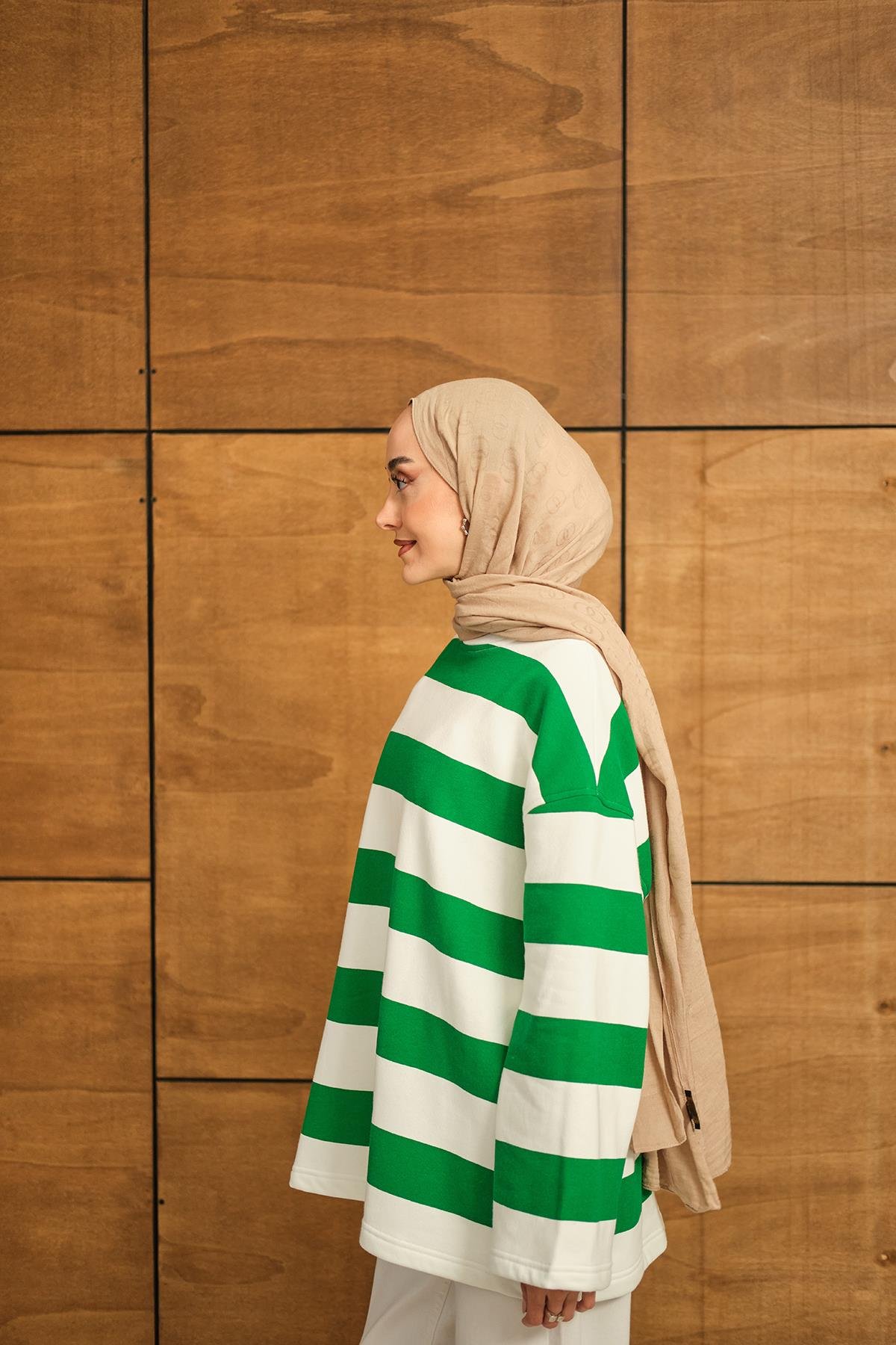 Kalın Çizgili Sweat Yeşil