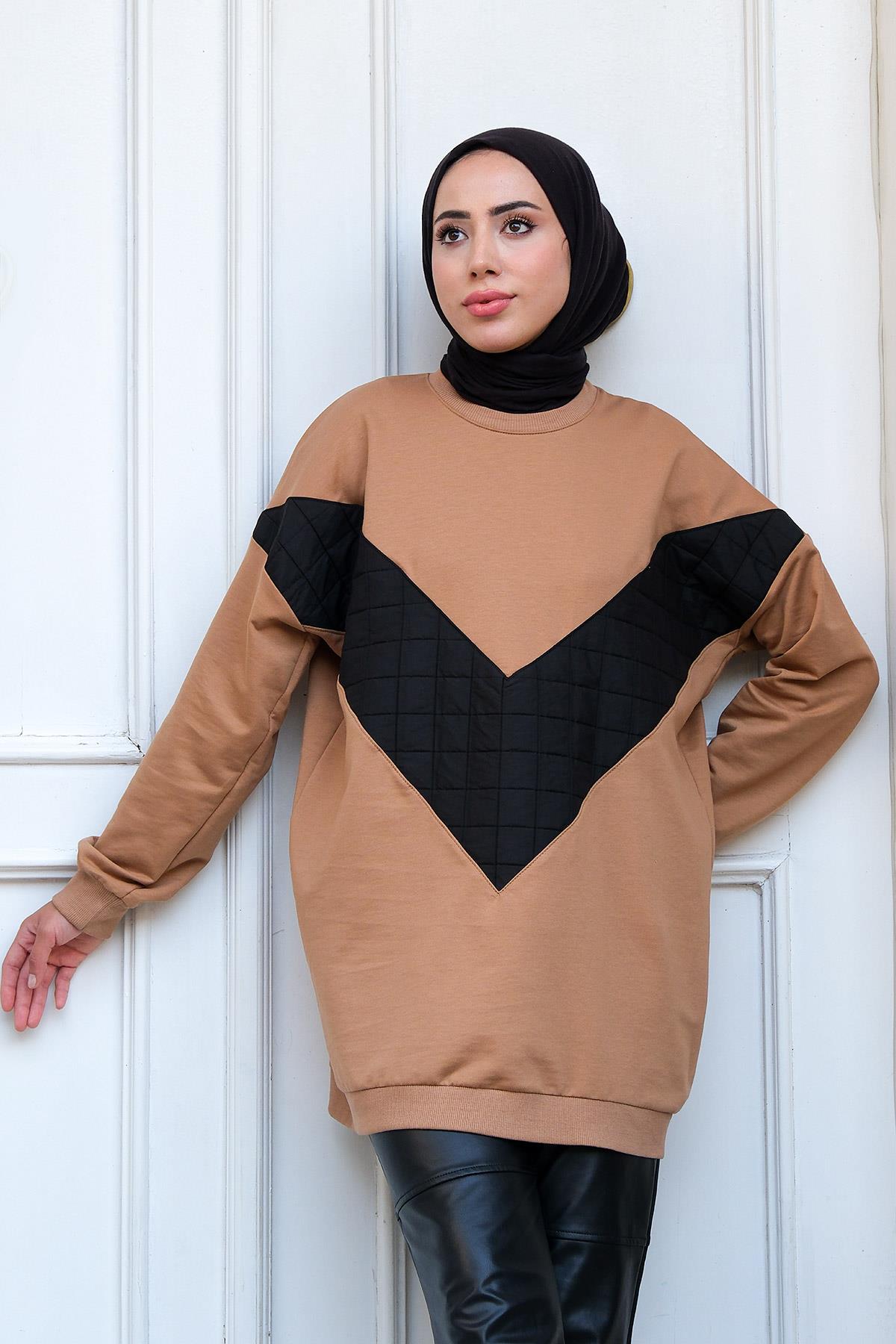 Kapitone Desenli Sweat Vizon