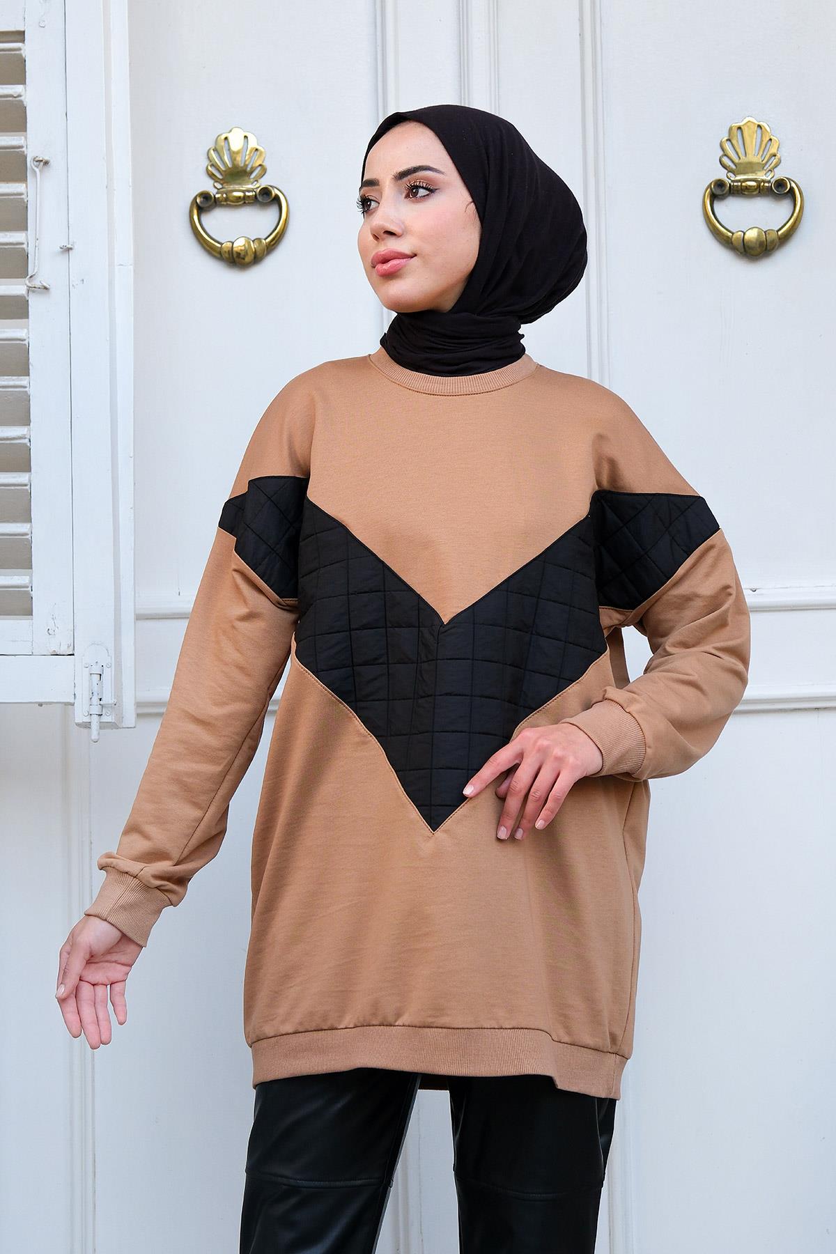 Kapitone Desenli Sweat Vizon