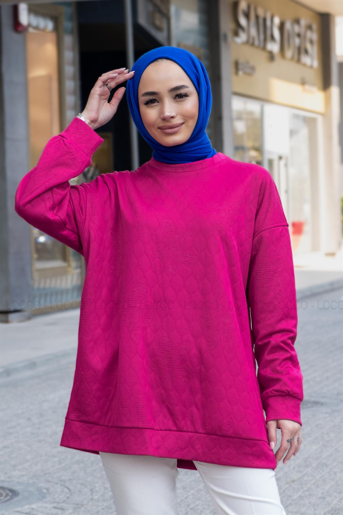 Uygun Fiyatlı KAPITONE TUNIK FUSYA | Loccomoda.com 