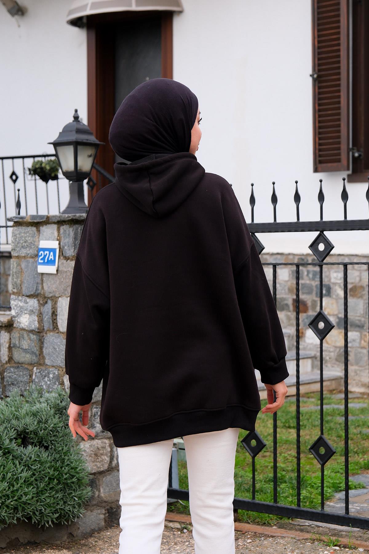 Kapüşonlu Sweat  Siyah