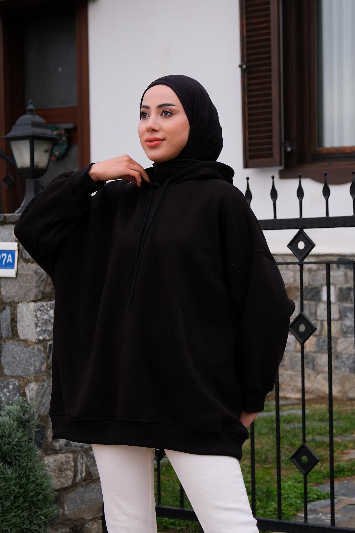 Kapüşonlu Sweat  Siyah