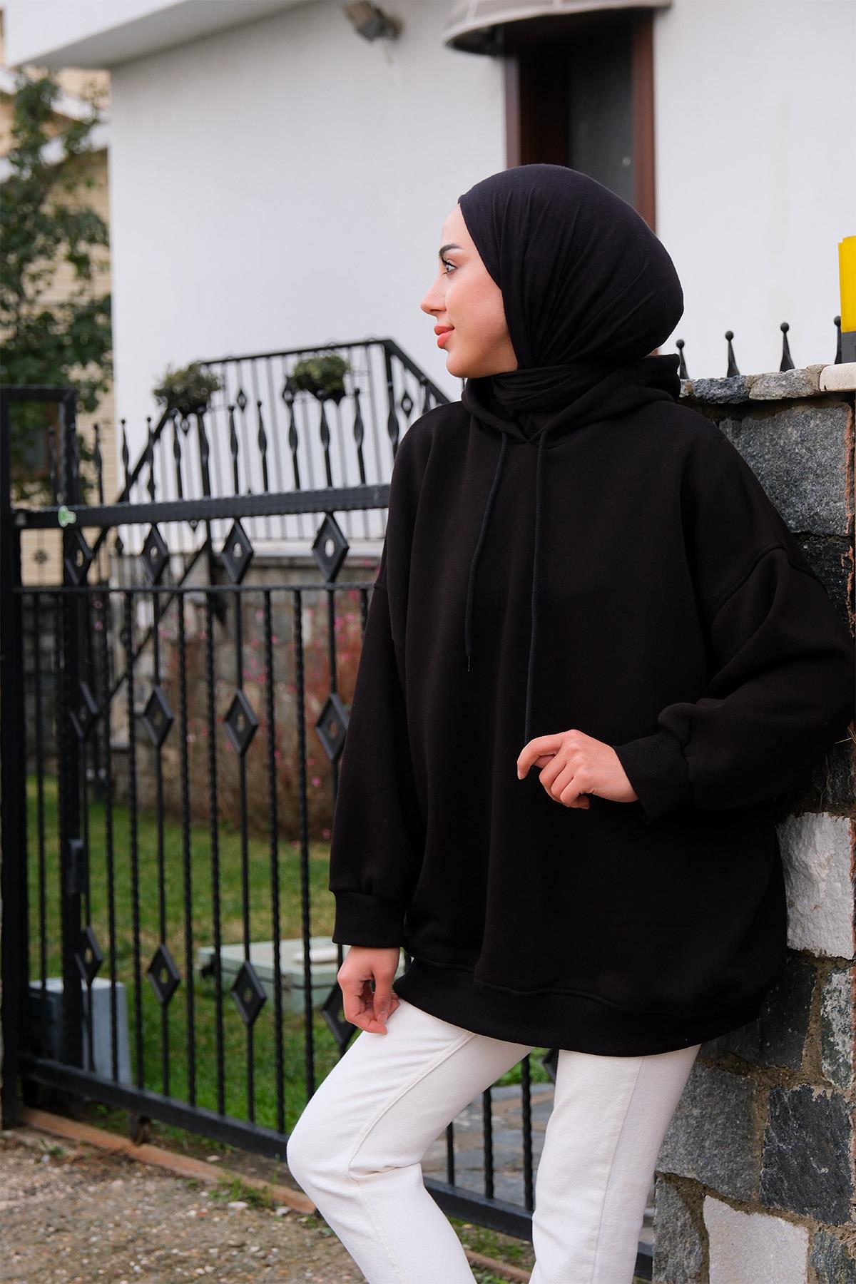 Kapüşonlu Sweat  Siyah