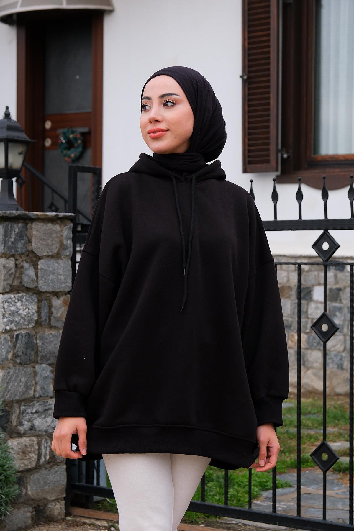 Kapüşonlu Sweat  Siyah