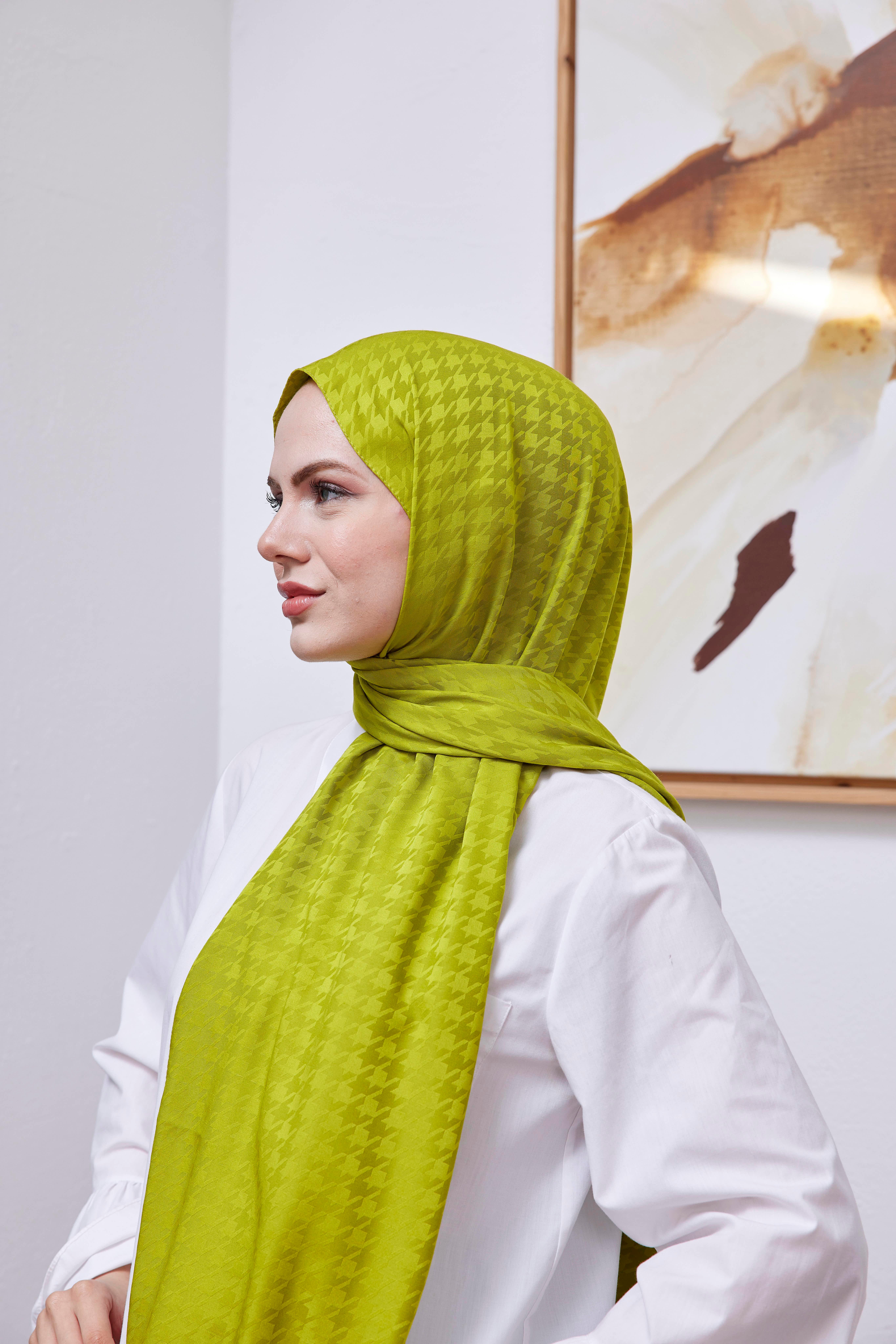 Kazayağı Desen Şal Yağ Yeşil