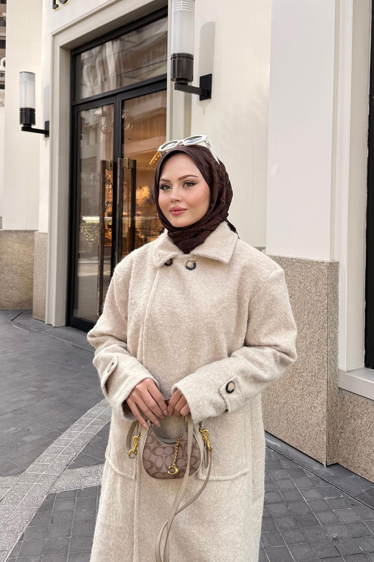 Keçe Kaşe Kaban Krem