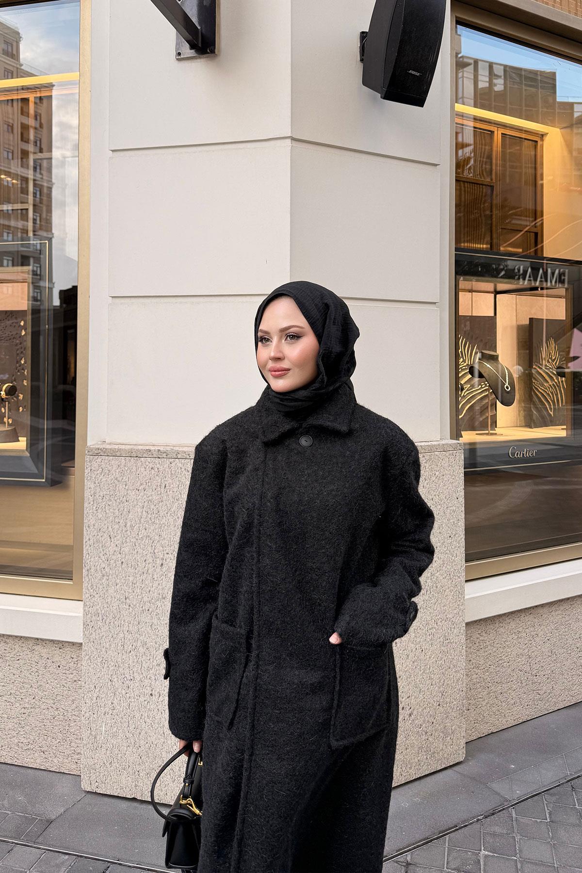 Keçe Kaşe Kaban Siyah