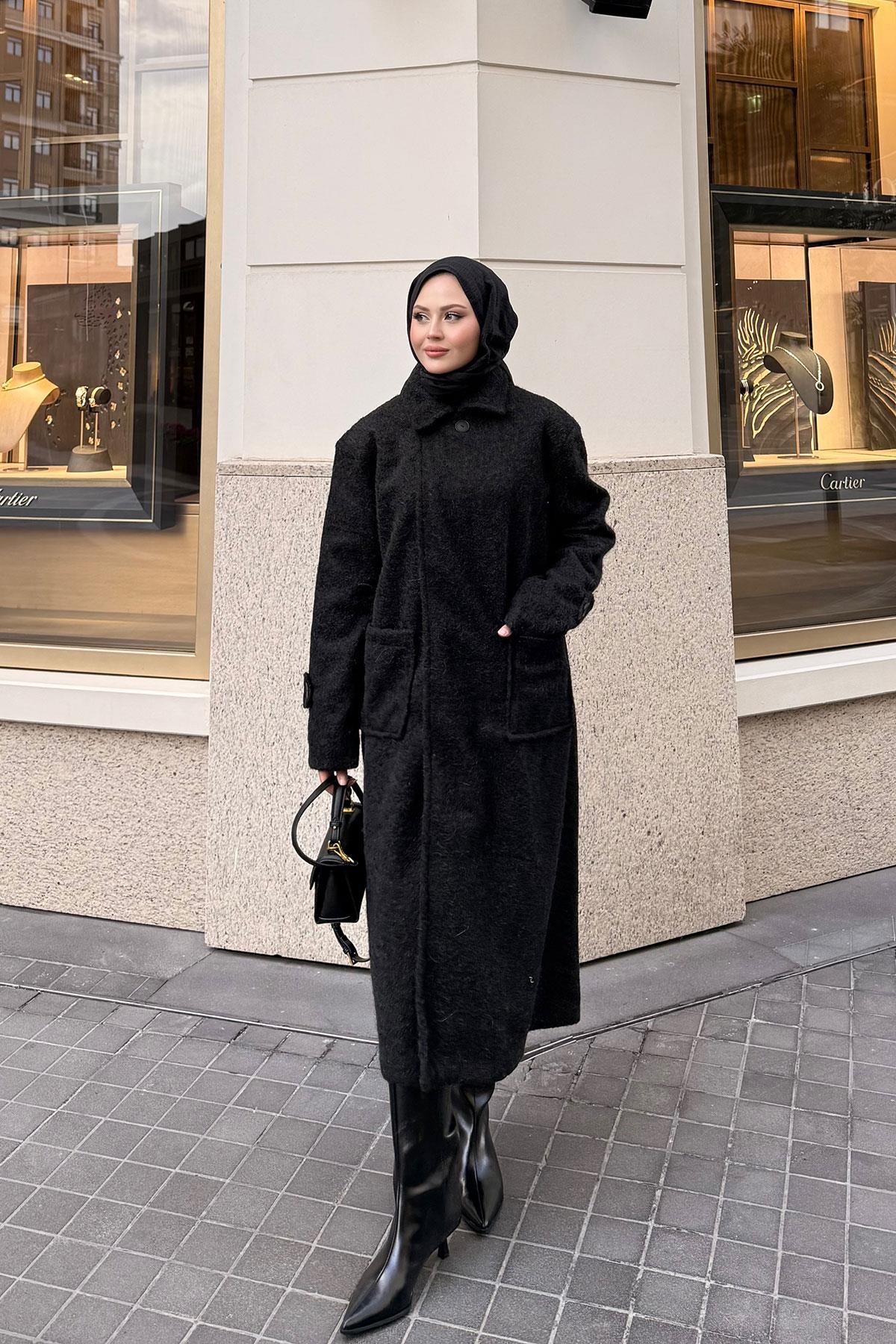 Keçe Kaşe Kaban Siyah