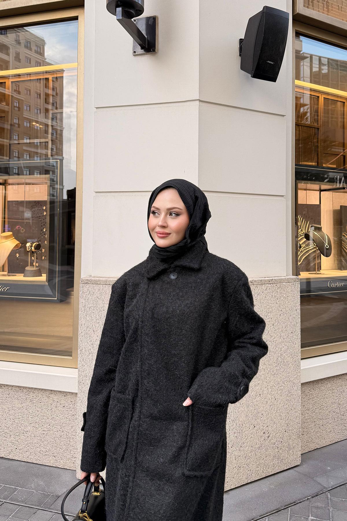 Keçe Kaşe Kaban Siyah