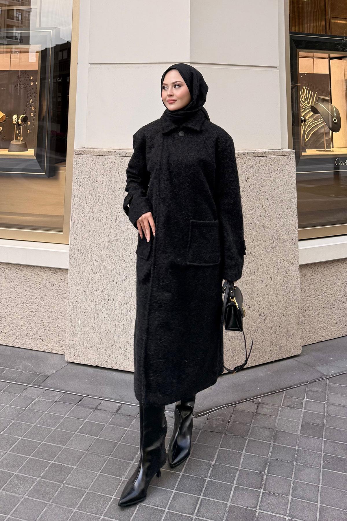 Keçe Kaşe Kaban Siyah