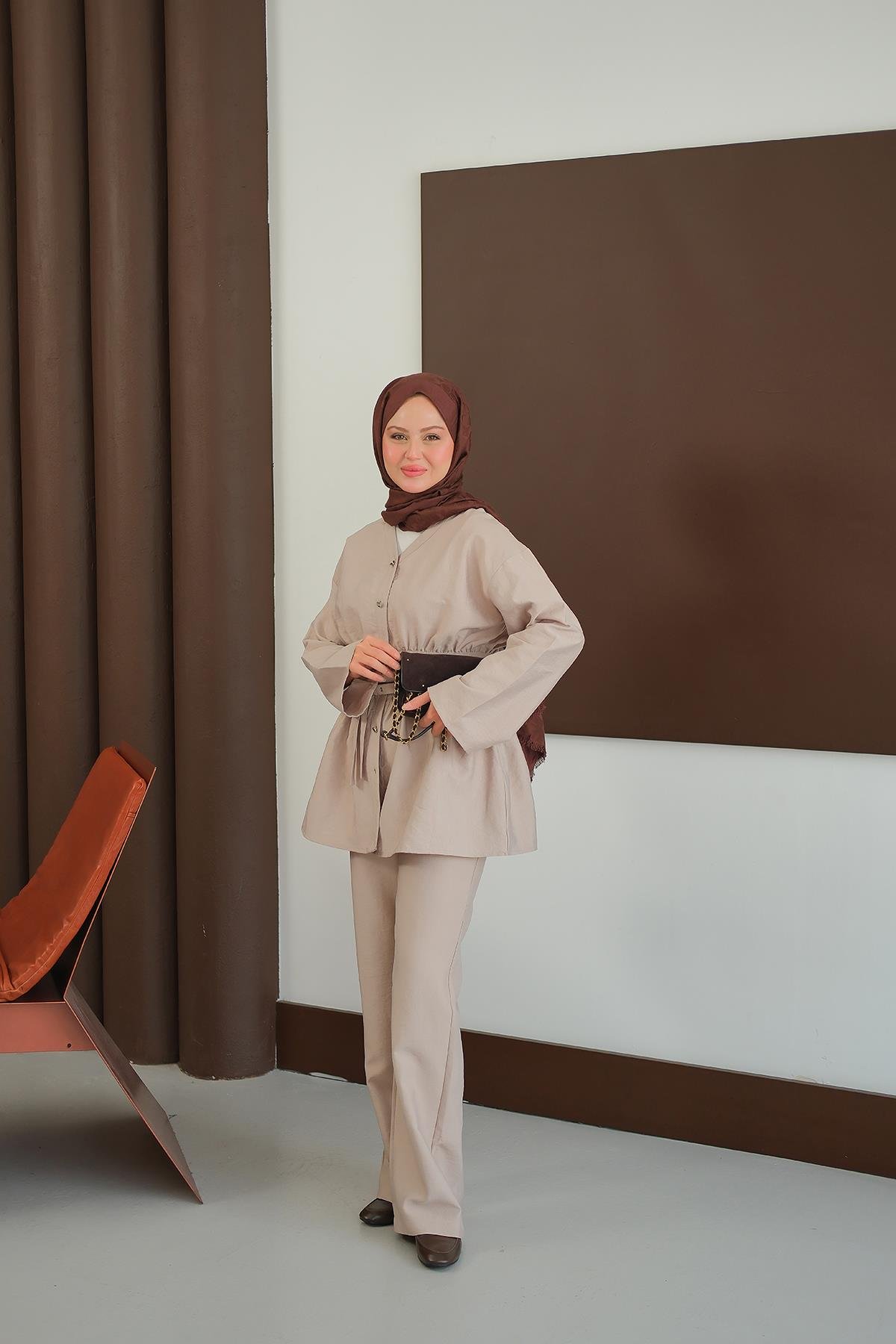 Kemer Detay İkili Takım Krem