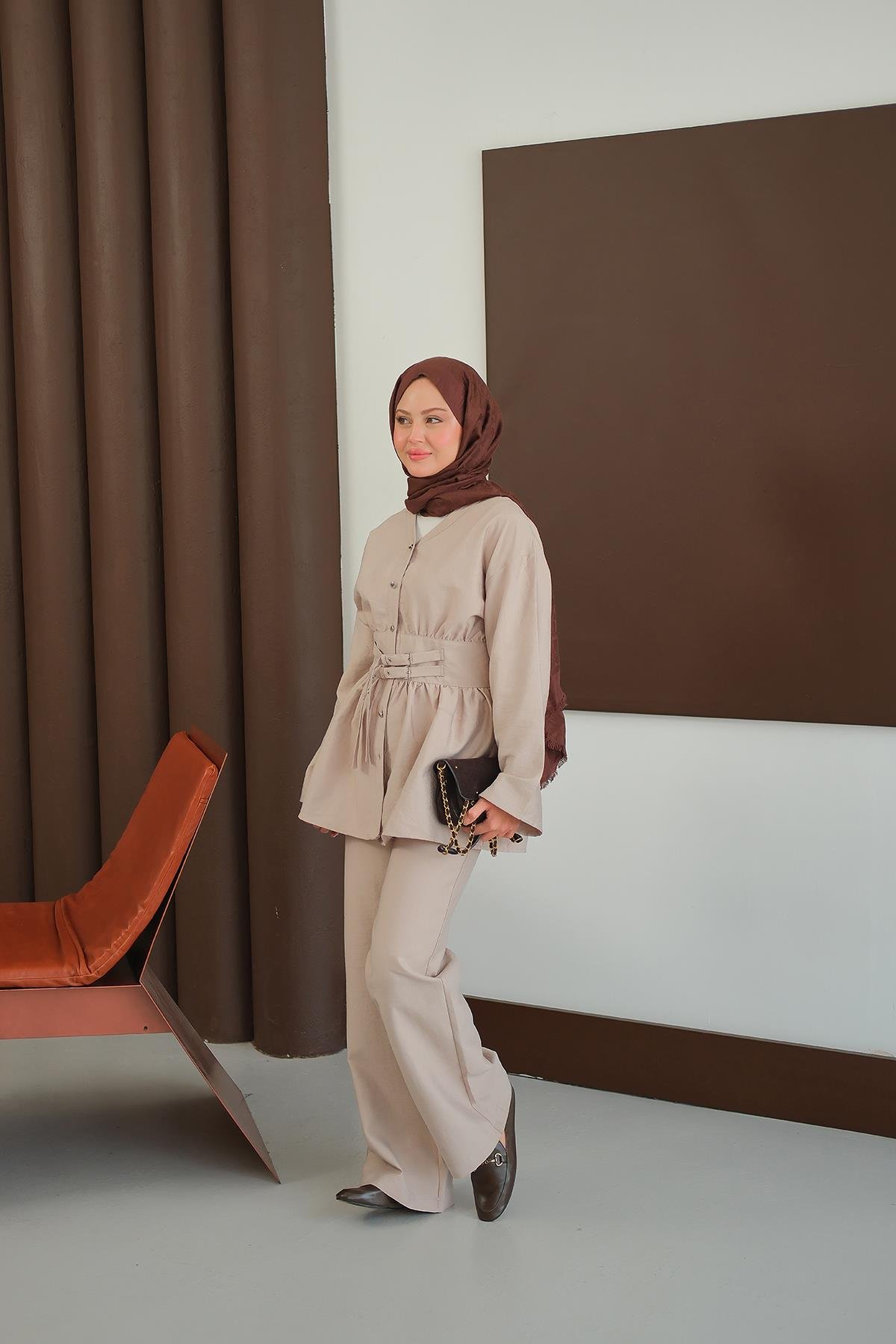 Kemer Detay İkili Takım Krem
