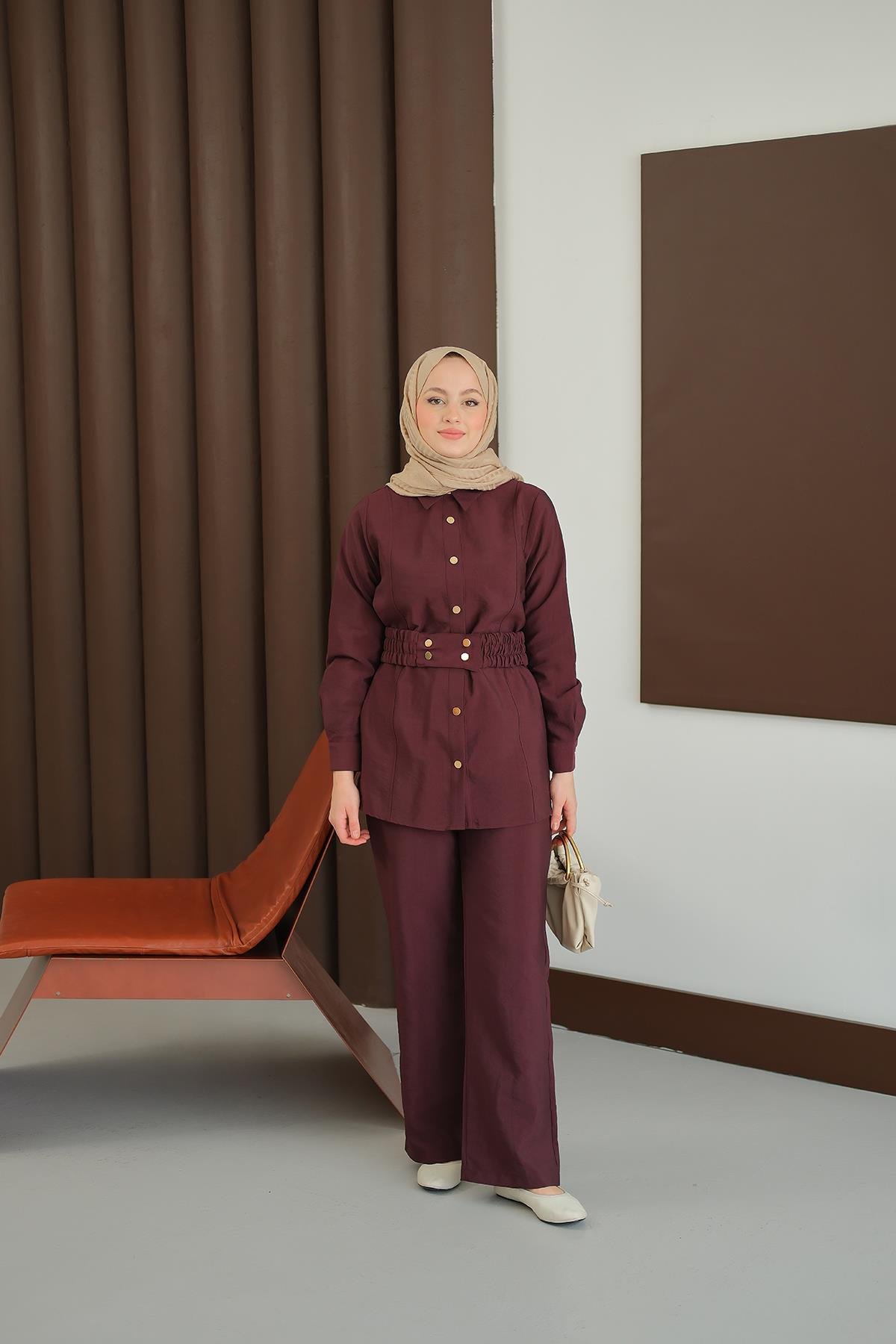 Kemer Detay Takım Bordo