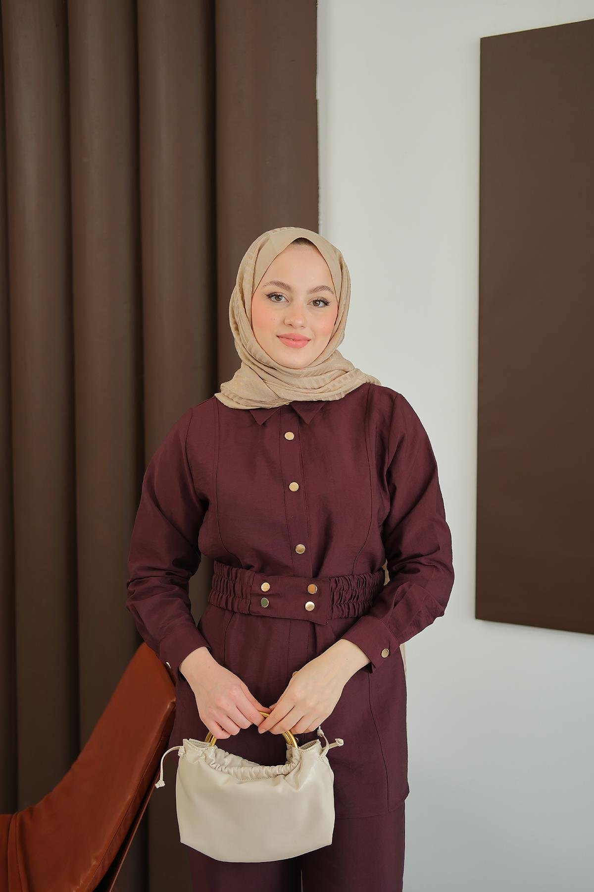 Kemer Detay Takım Bordo