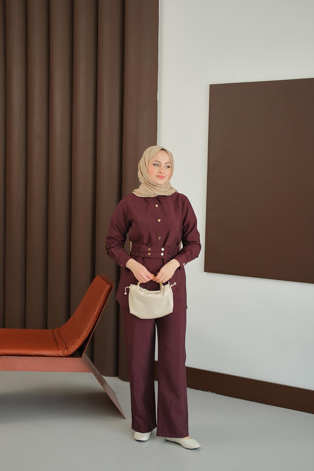 Kemer Detay Takım Bordo