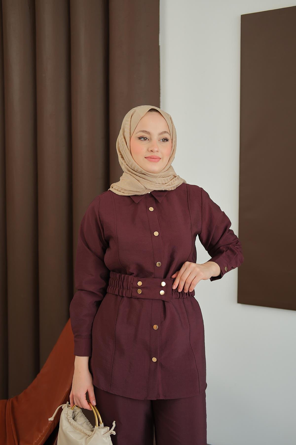 Kemer Detay Takım Bordo