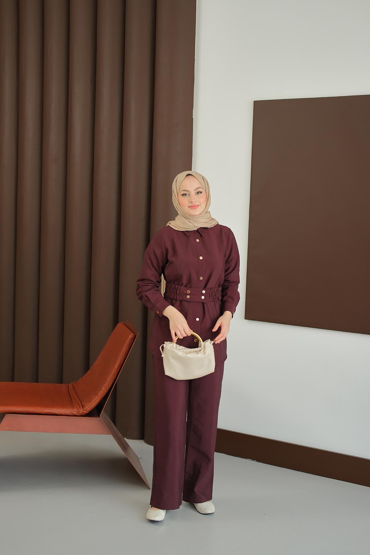 Kemer Detay Takım Bordo