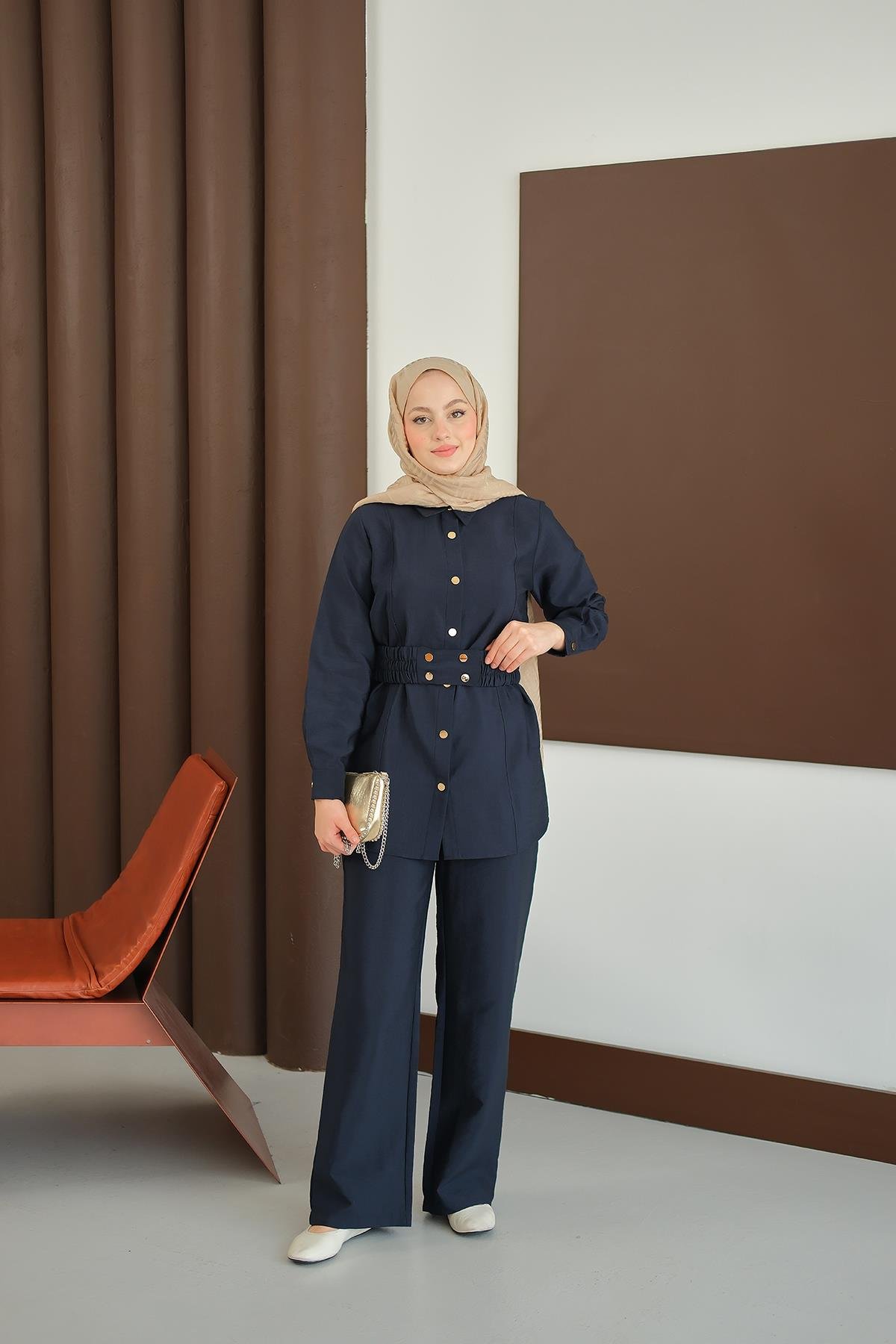 Kemer Detay Takım Lacivert