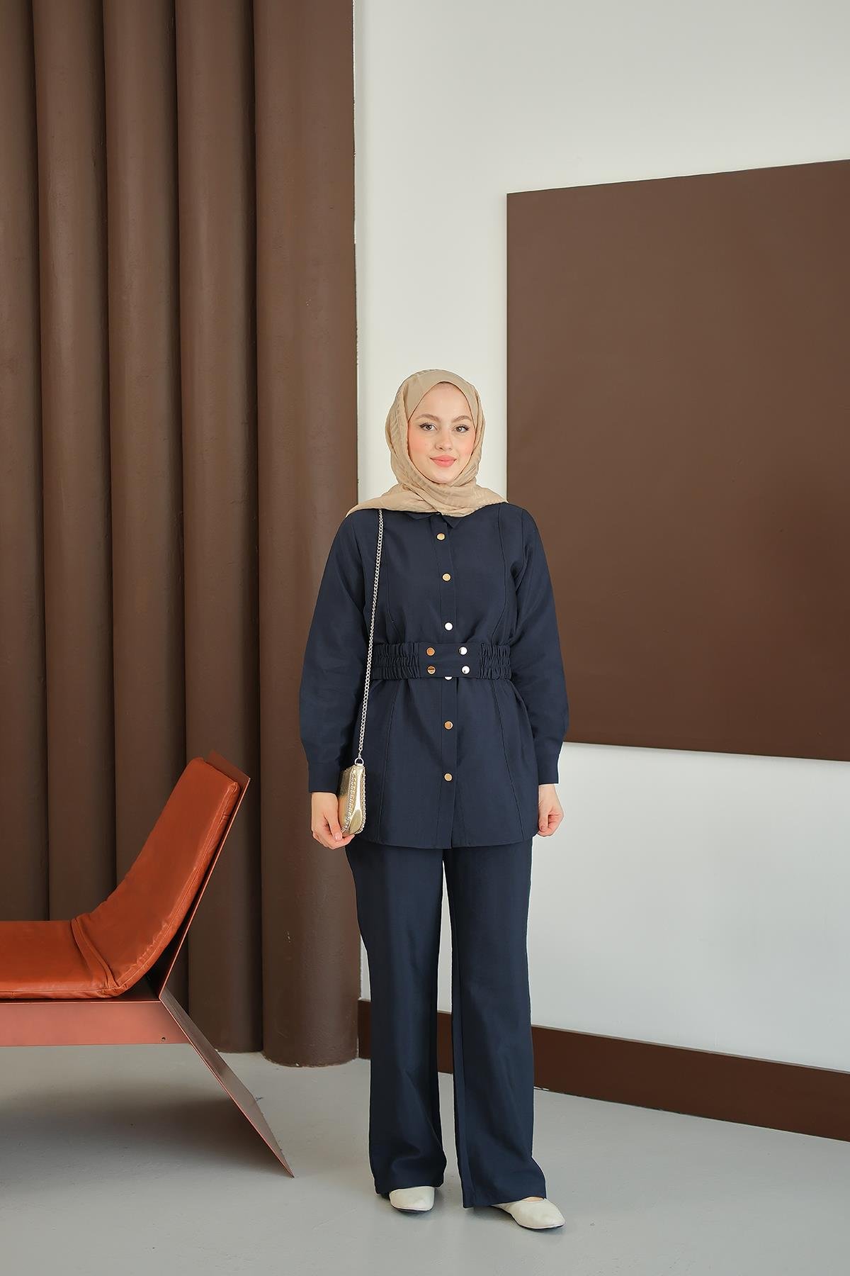 Kemer Detay Takım Lacivert