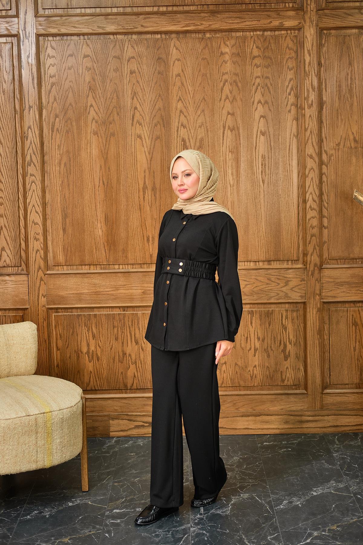 Kemer Detay Takım Siyah