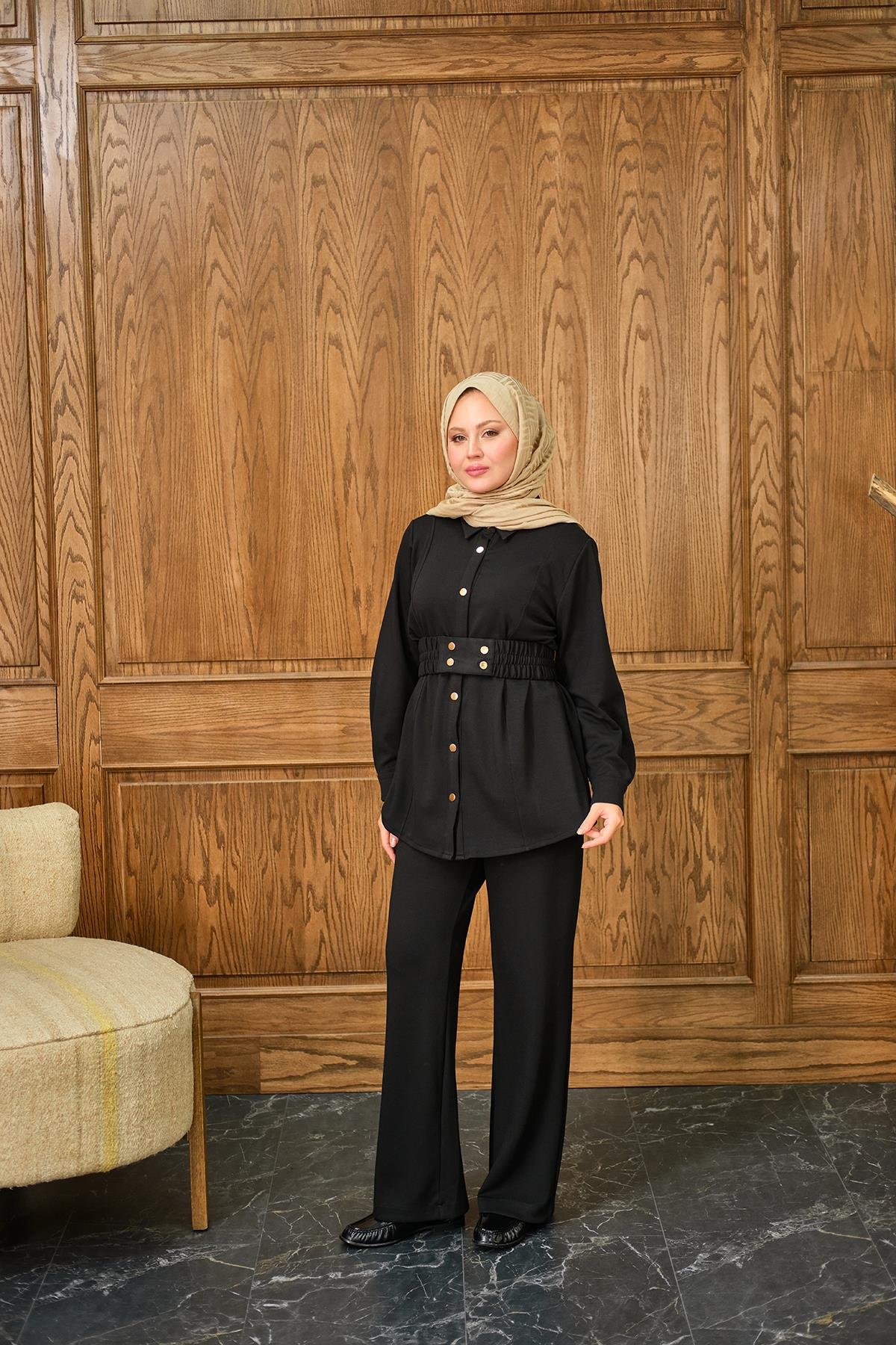 Kemer Detay Takım Siyah