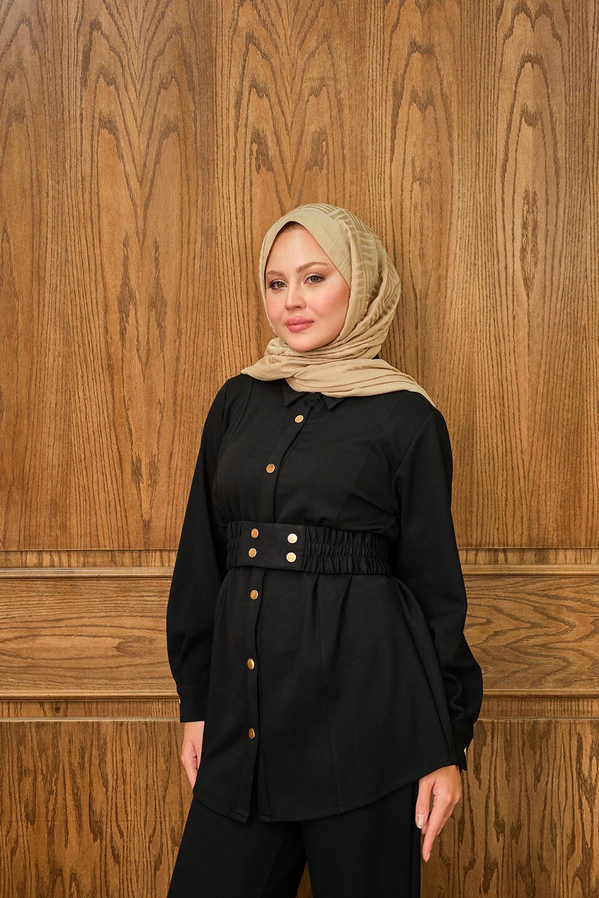 Kemer Detay Takım Siyah