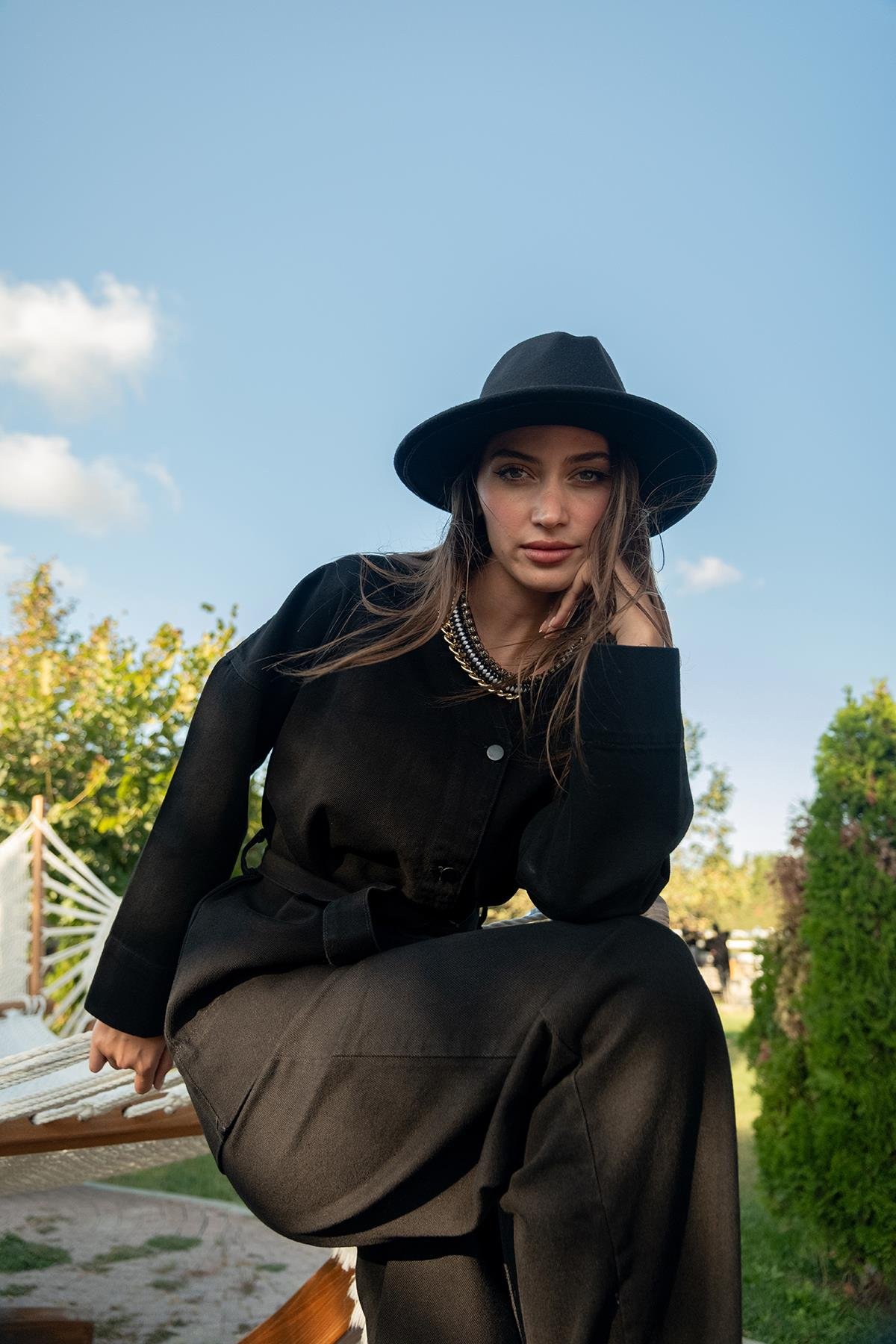 Kemerli Kot Takım Siyah