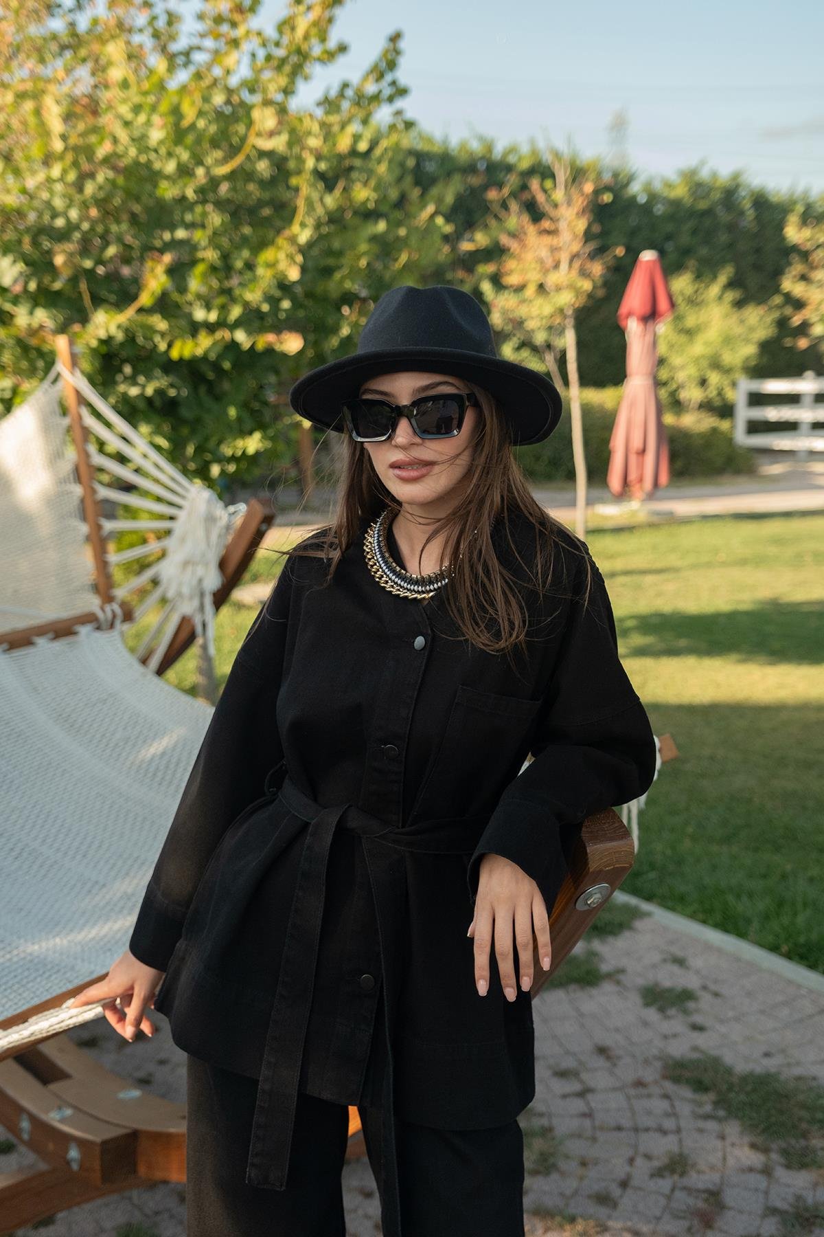 Kemerli Kot Takım Siyah