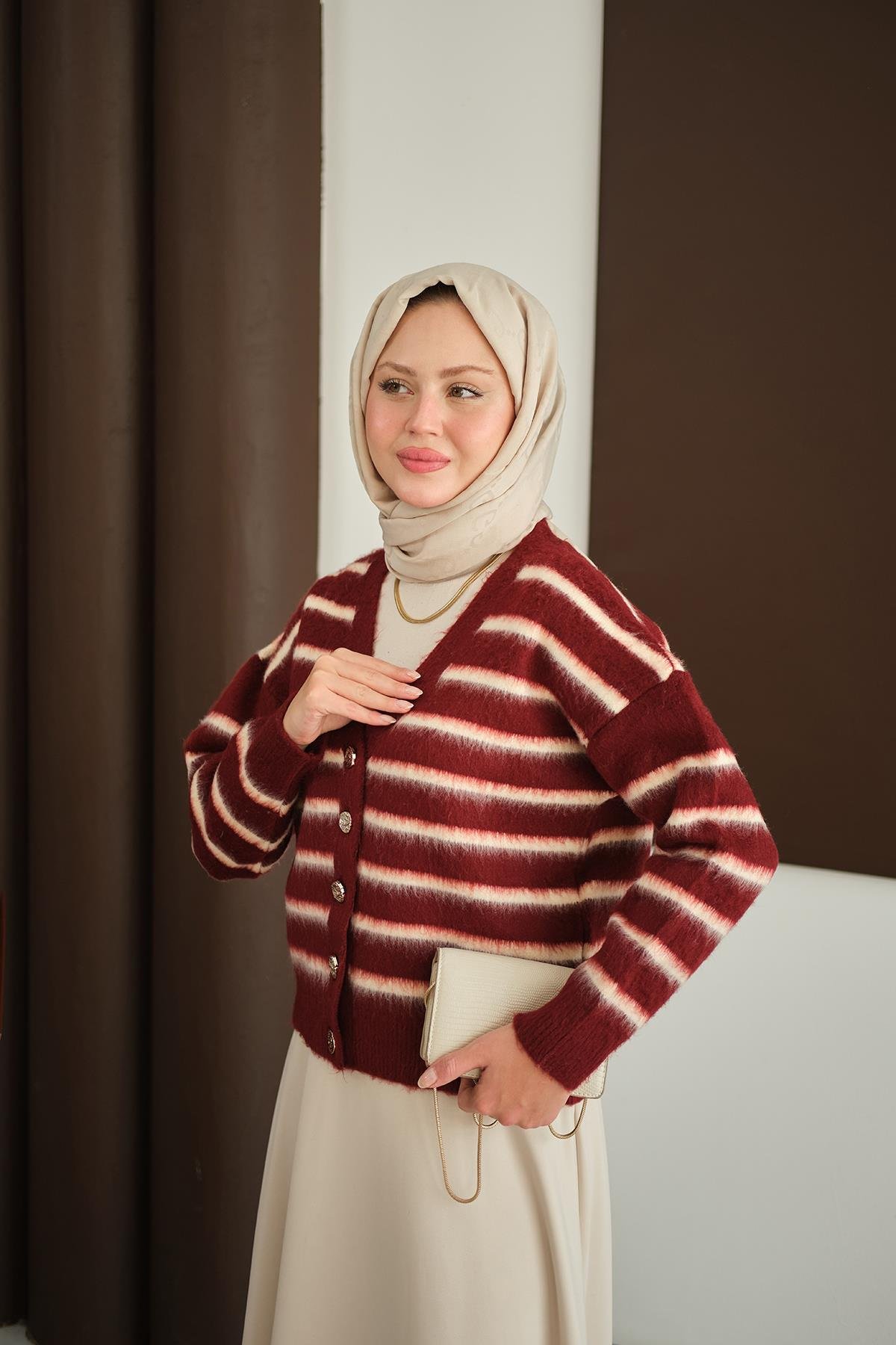 Kısa Triko Hırka Bordo