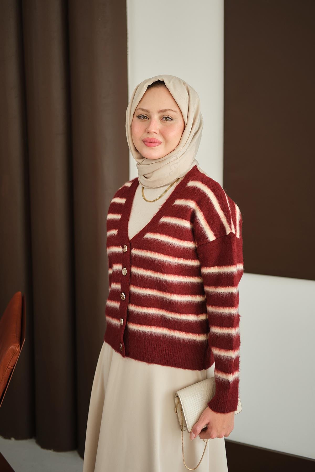 Kısa Triko Hırka Bordo