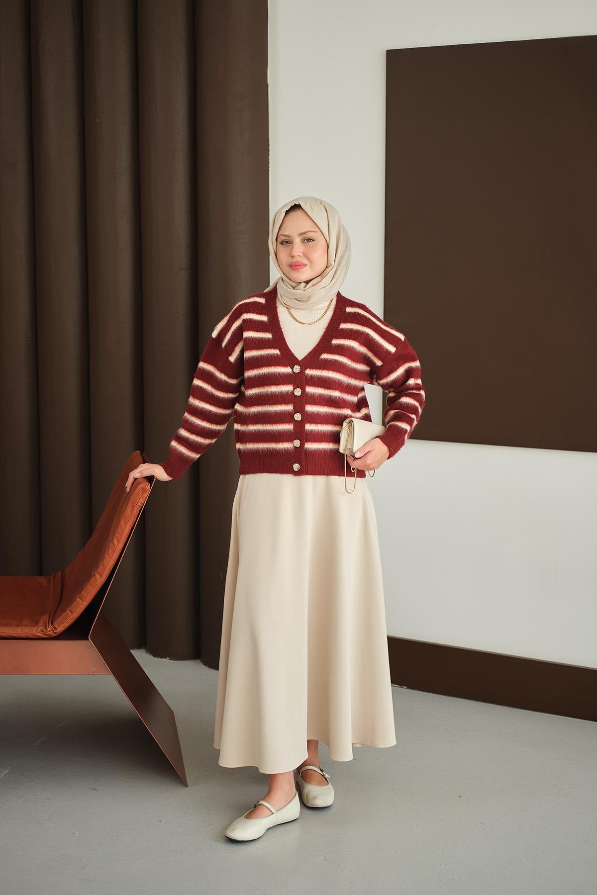 Kısa Triko Hırka Bordo