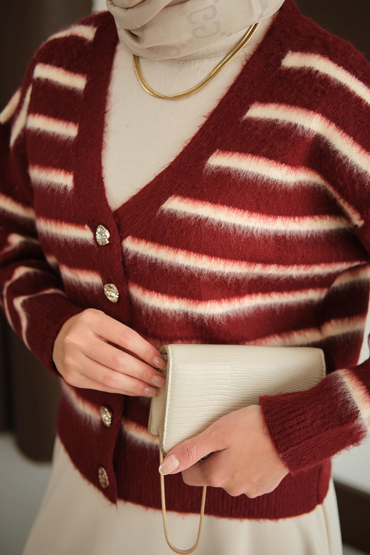 Kısa Triko Hırka Bordo