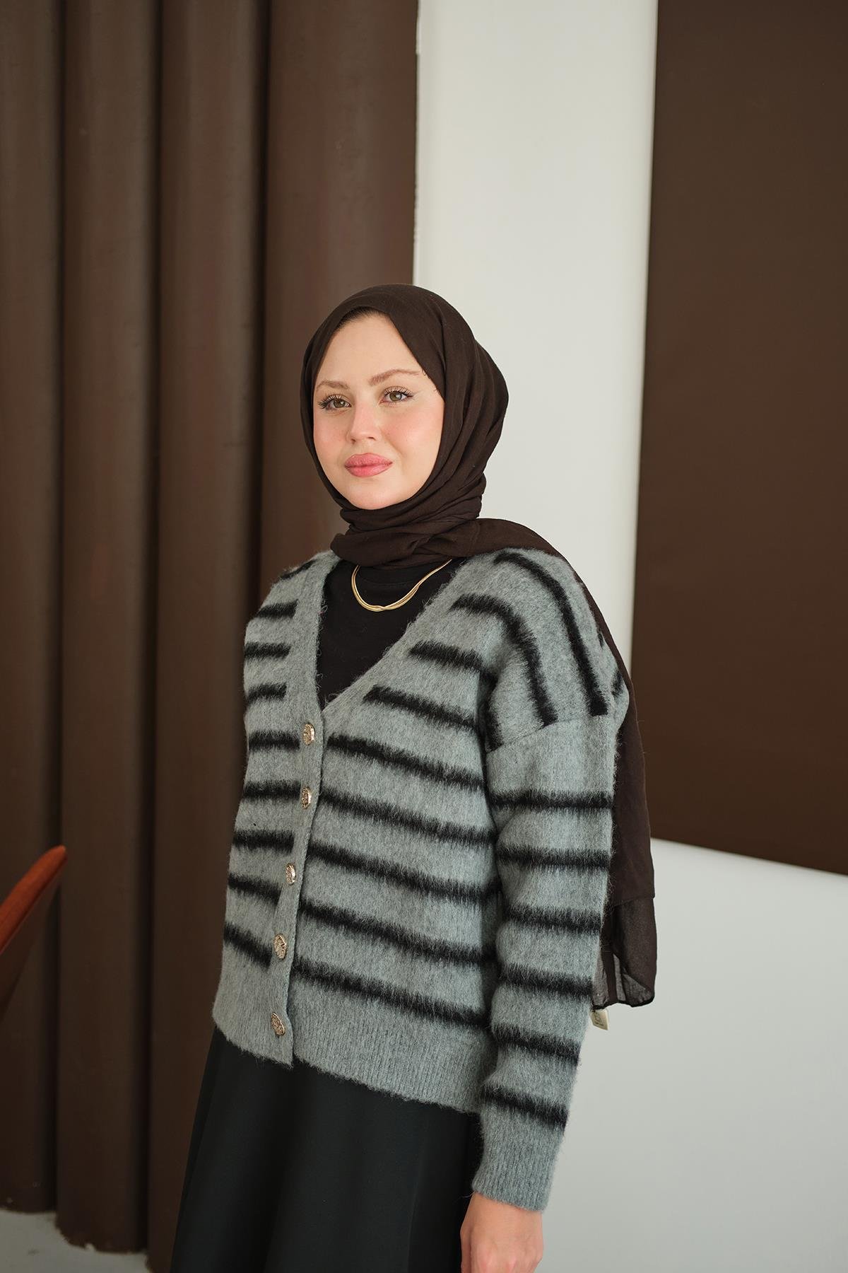 Kısa Triko Hırka Füme