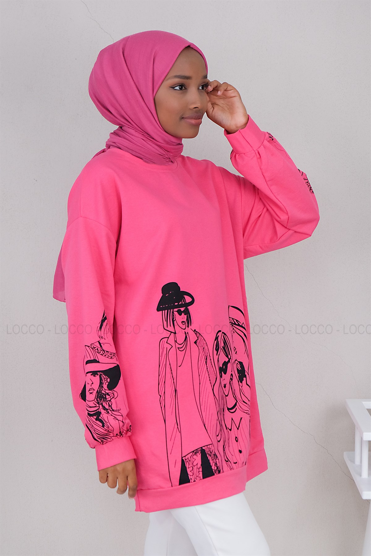 Uygun Fiyatlı KIZ BASKILI SWEAT PEMBE | Loccomoda.com 
