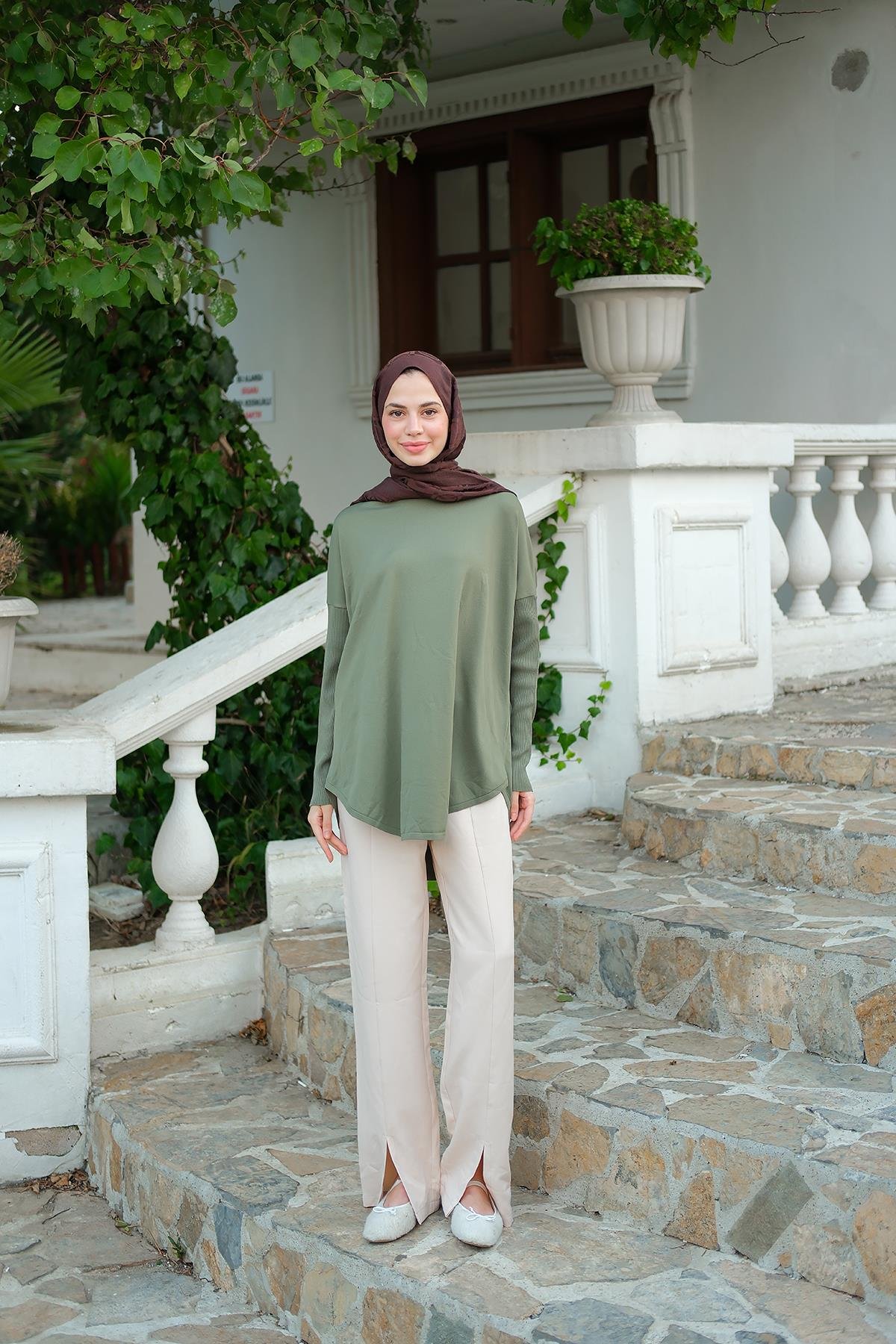 Kol Lastik Detay Tunik Çağla Yeşil