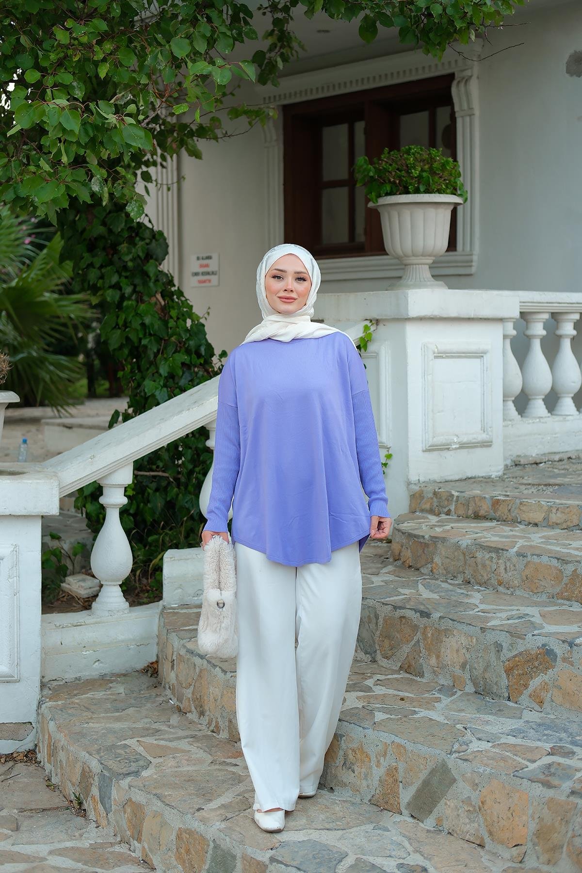 Kol Lastik Detay Tunik Lila