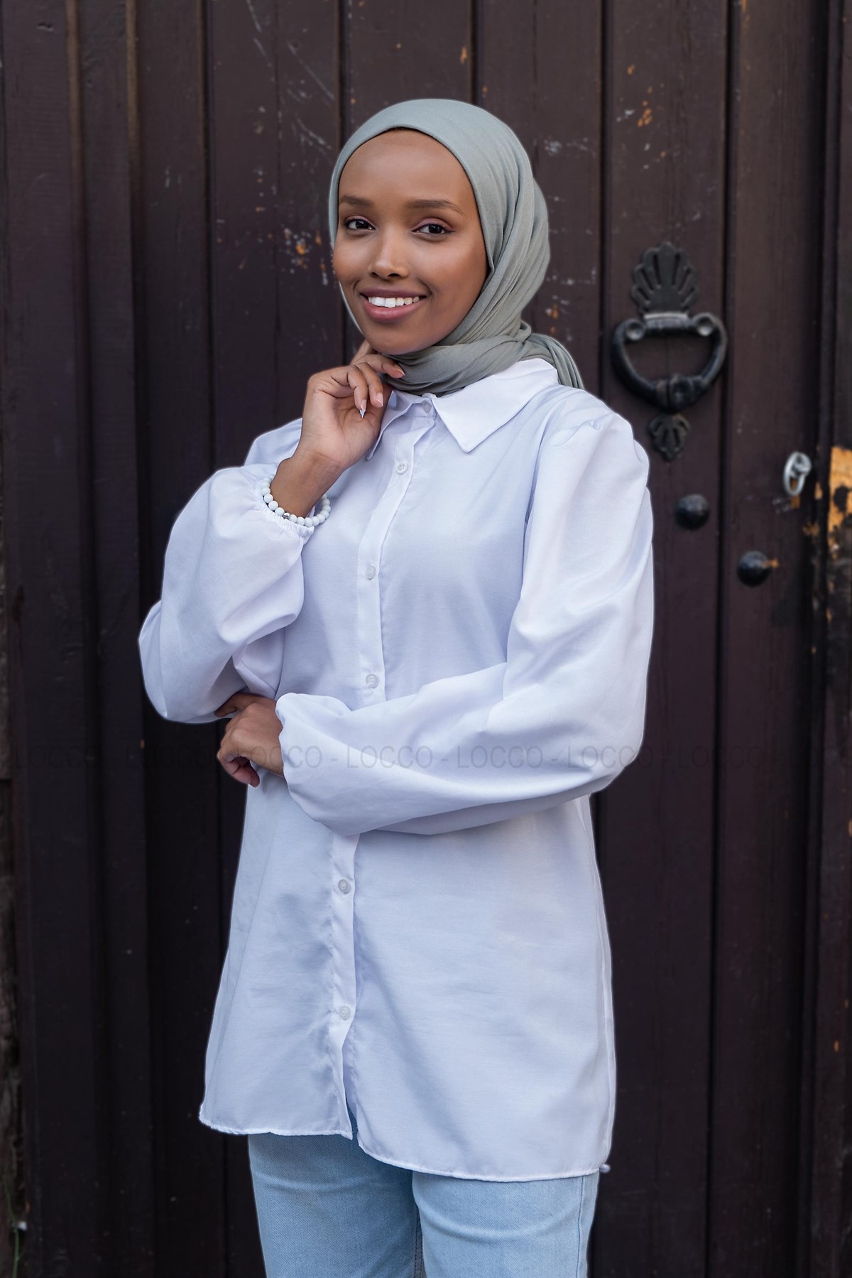 Uygun Fiyatlı KOL LASTIKLI GOMLEK BEYAZ | Loccomoda.com 