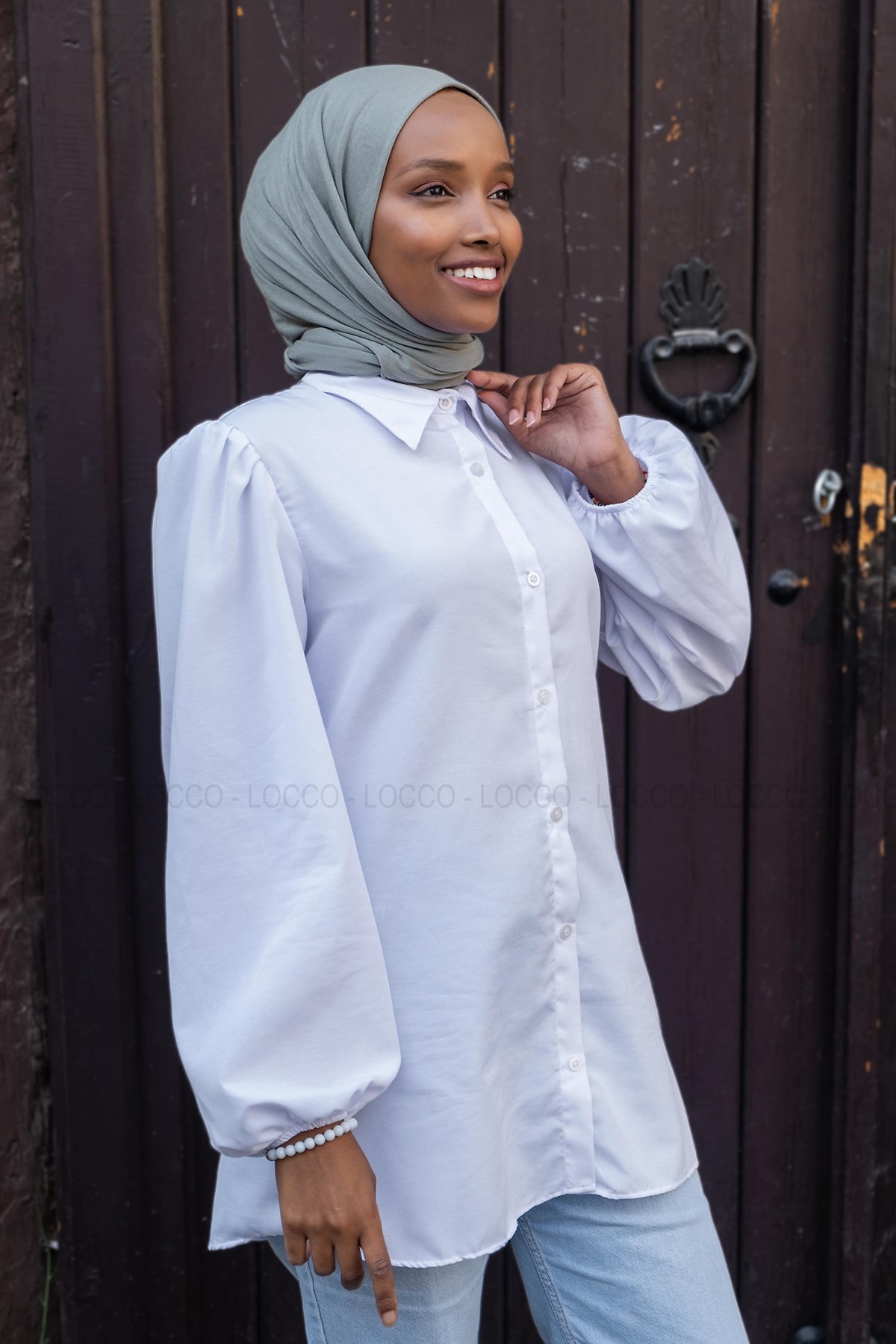 Uygun Fiyatlı KOL LASTIKLI GOMLEK BEYAZ | Loccomoda.com 