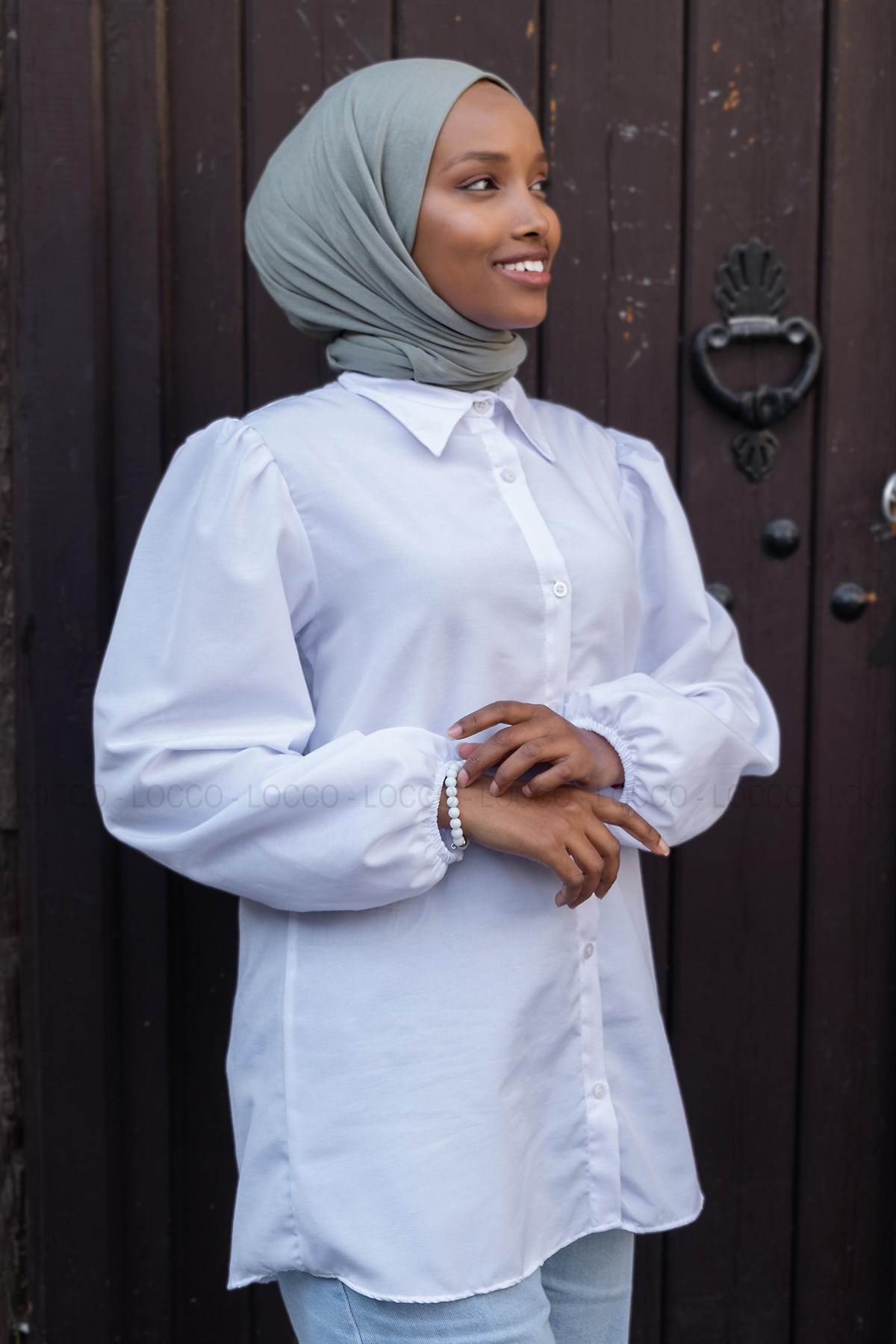 Uygun Fiyatlı KOL LASTIKLI GOMLEK BEYAZ | Loccomoda.com 