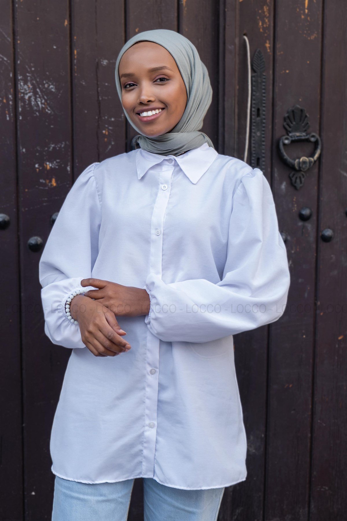 Uygun Fiyatlı KOL LASTIKLI GOMLEK BEYAZ | Loccomoda.com 